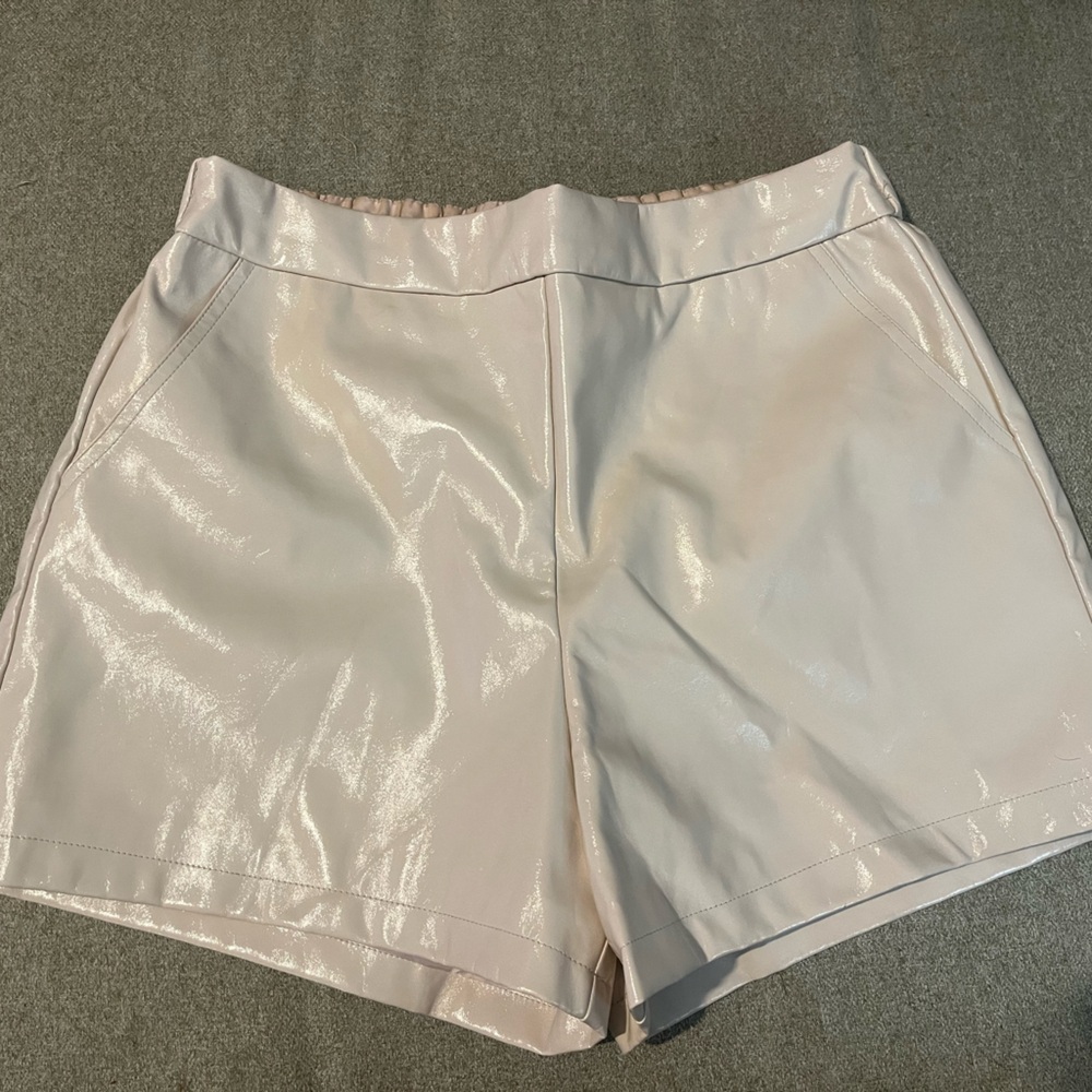 Buddy Love Shiny High Waist Shorts in Cream
